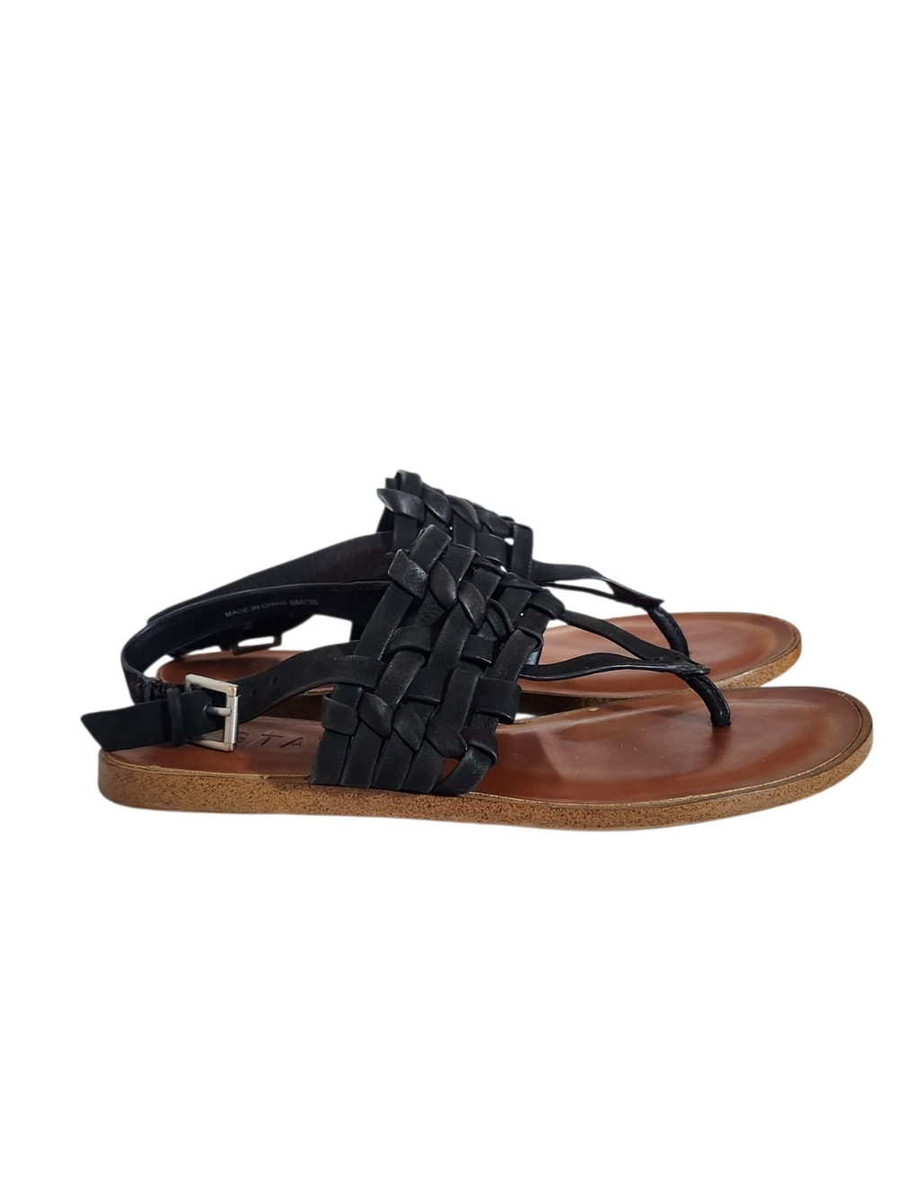 1.State Black Woven Leather Slingback Sandals Size 6